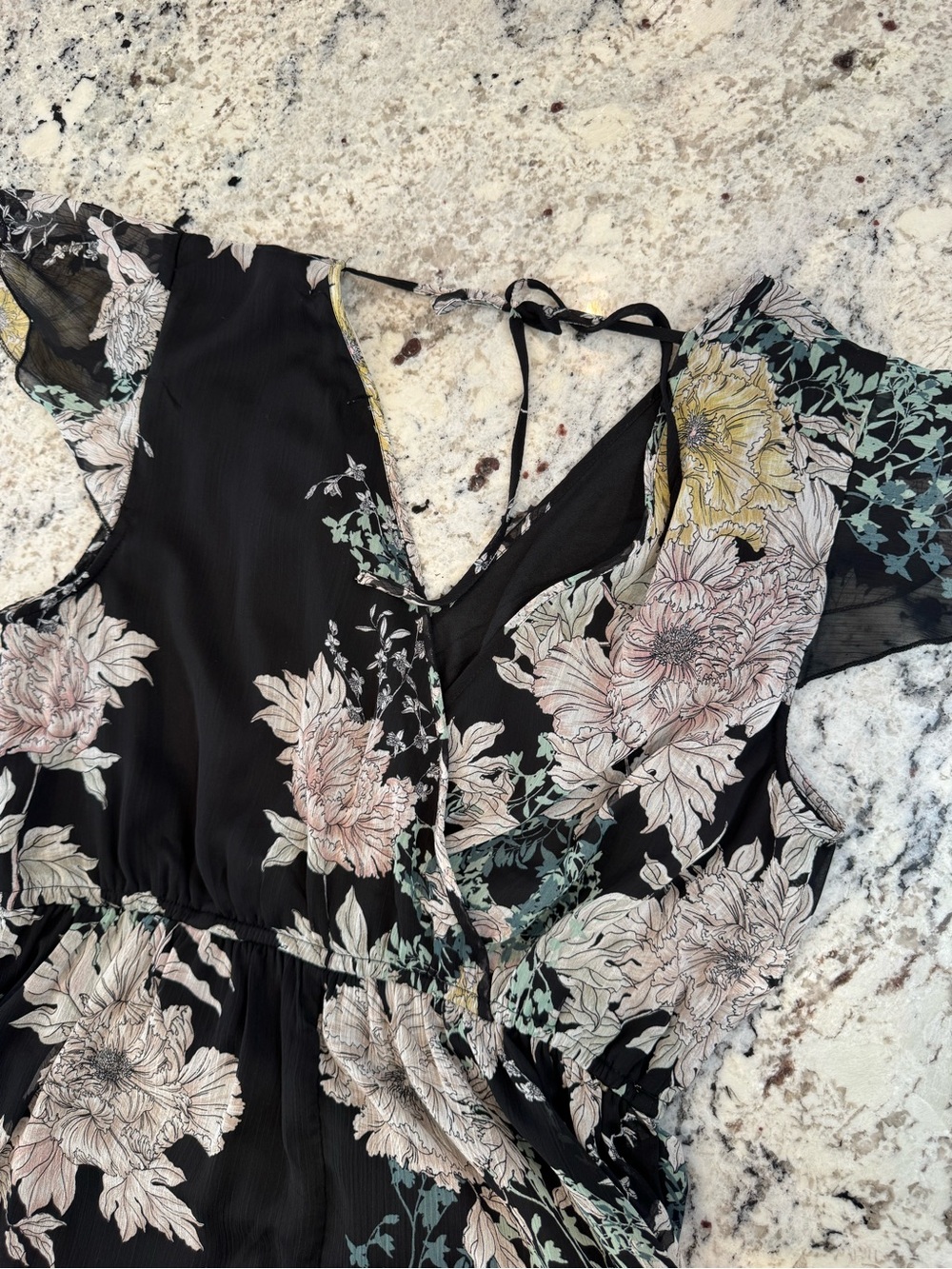 NWT Band of Gypsies Black Floral Wrap Maxi Dress Size Large Boho Hi-Low - Picture 11 of 11